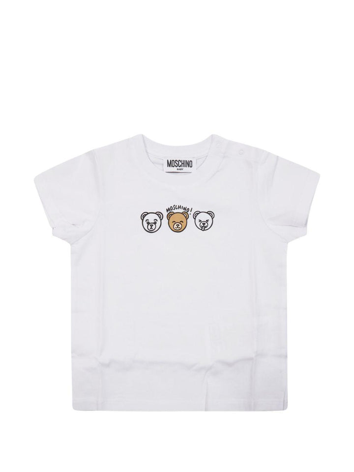 T-shirt bianco per neonato MUM04OLAA24 10101 Moschino Kids 