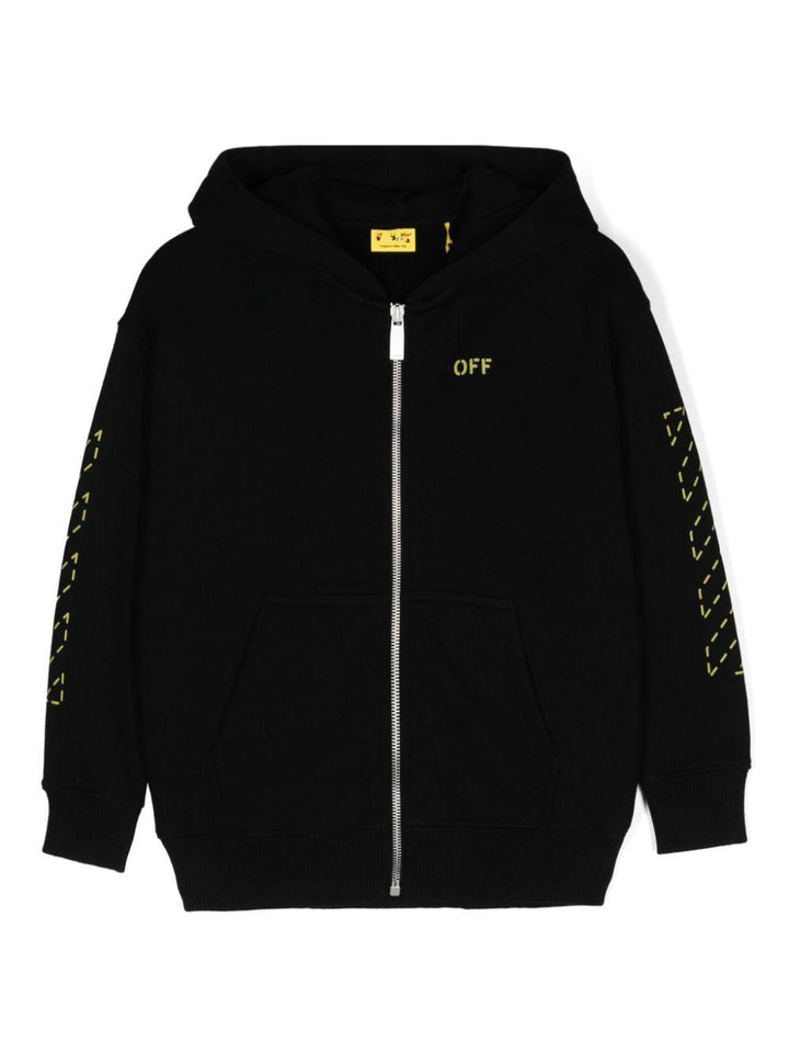 Felpa nera per bambino con logo OBBE001F24FLE002 1014 Off White Kids 