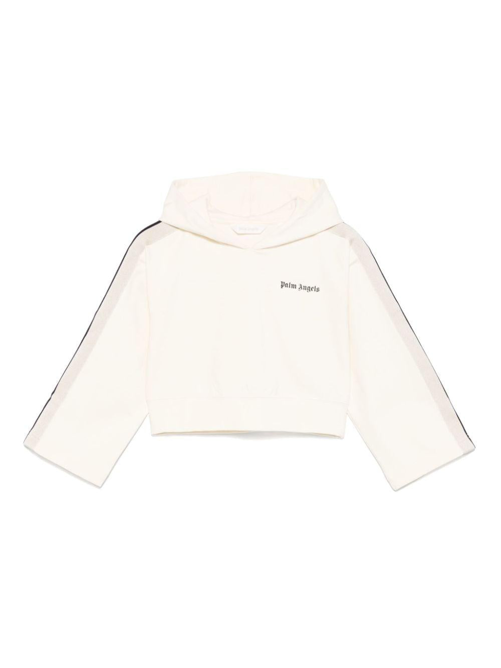 Felpa bianca avorio/beige per bambina con logo