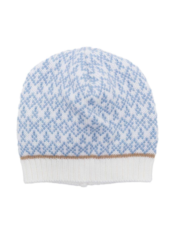 Blue/white/beige hat for newborn