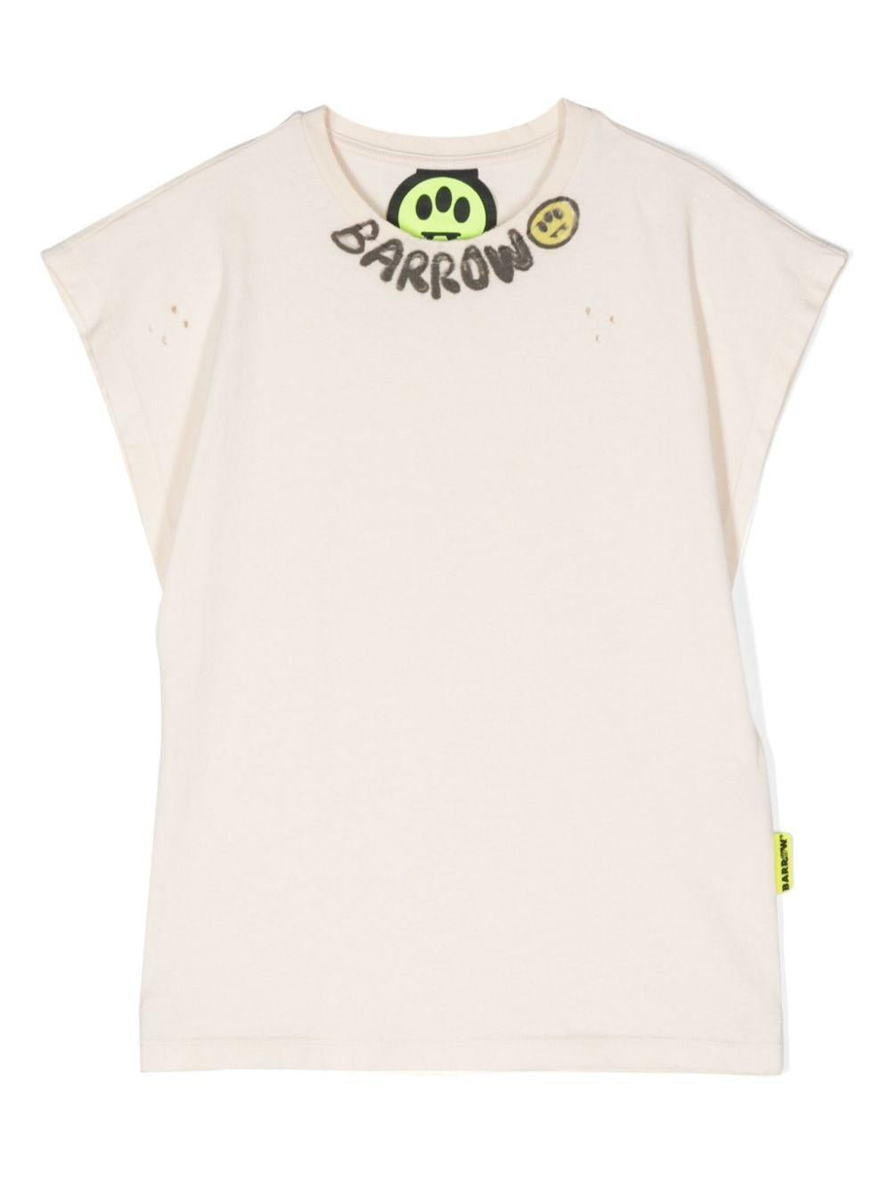 T-shirt beige per bambino con logo
