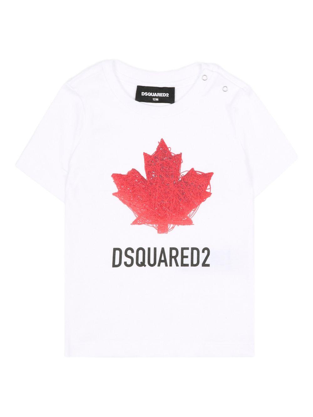 T-shirt bianca per neonato DQ3278D00XM DQ100 Dsquared2 Kids 