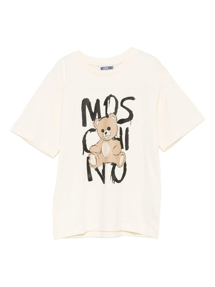 T-shirt beige chiaro per bambino HNM05GLAA20 10123 Moschino Kids 