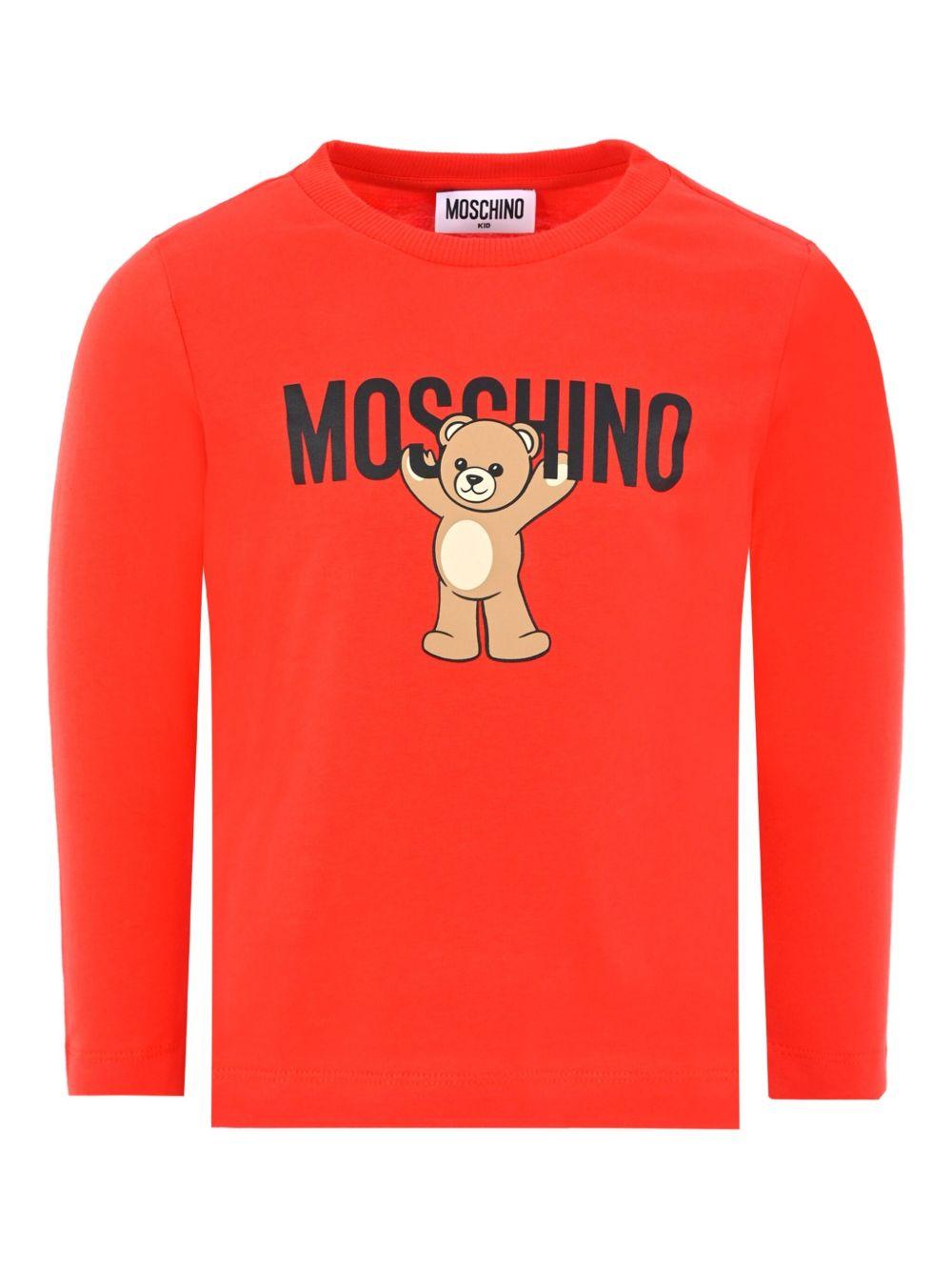 T-shirt rossa per bambino HTO00JLAA10 50109 Moschino Kids 