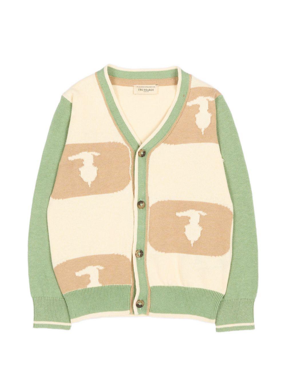 Cardigan verde/beige per neonato TIP26069CD GRE Trussardi Kids 