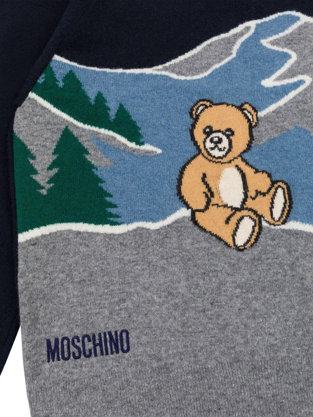 Maglione blu navy per bambino HMW015LHE80 40016 Moschino Kids 