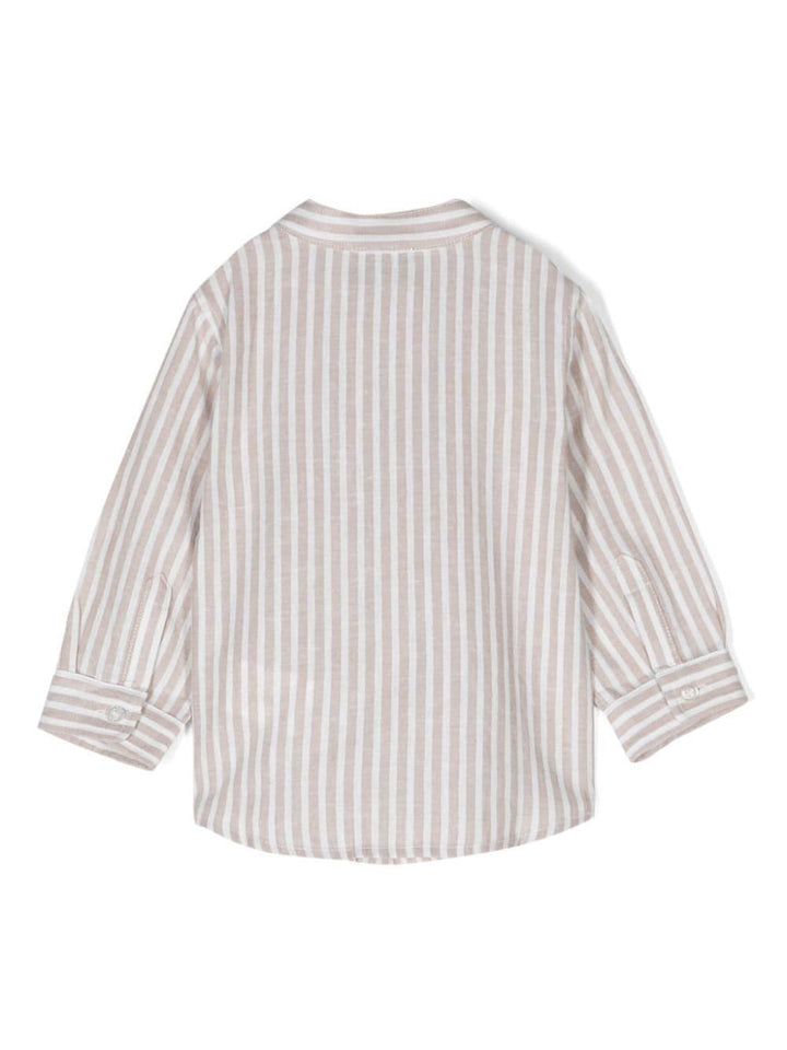 Beige and white shirt for newborns with logo
