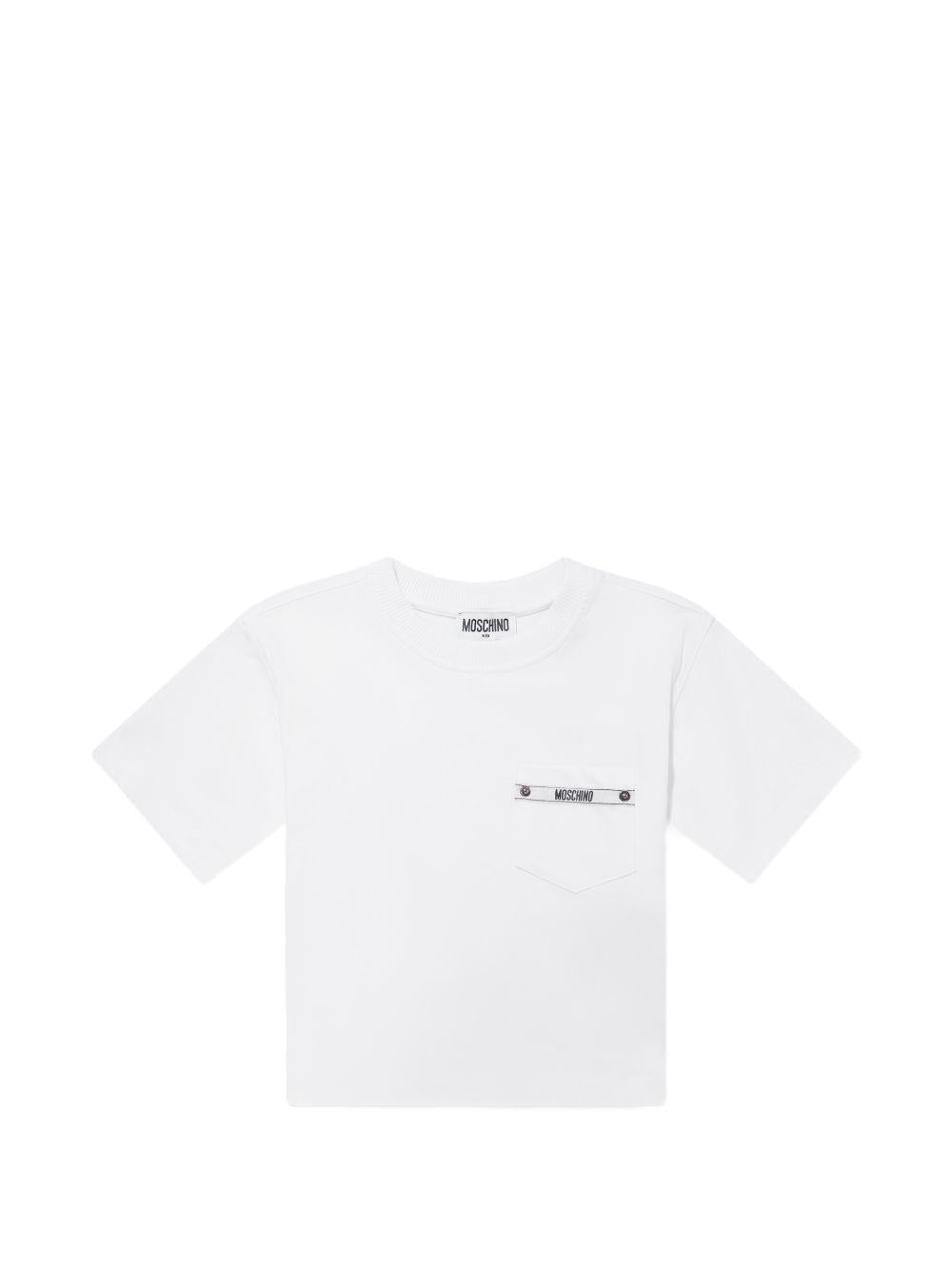 T-shirt bianco per bambino HUM05MLAA01 10101 Moschino Kids 