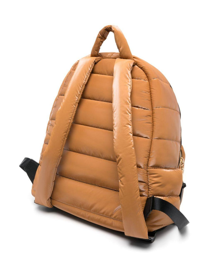 Golden brown backpack for girls with logo