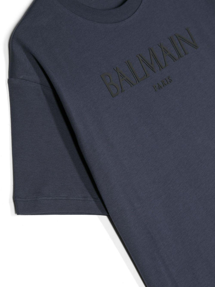 Blue t-shirt for boys with black logo