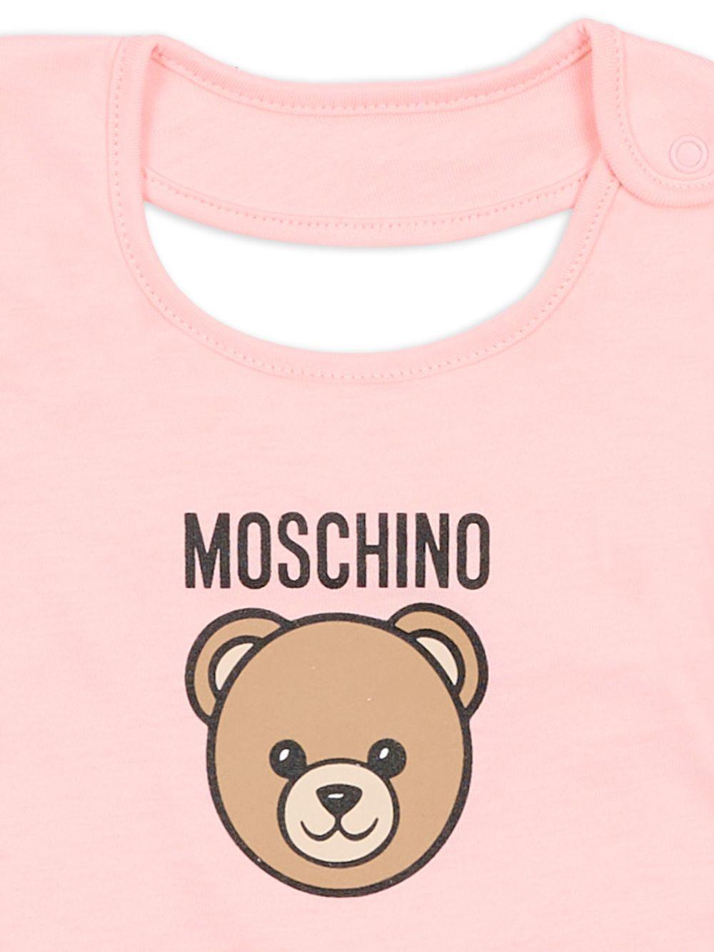 Kit cappello/bavetta rosa per neonata MUY099LCA19 50209 Moschino Kids 