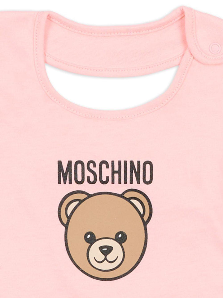 Kit cappello/bavetta rosa per neonata MUY099LCA19 50209 Moschino Kids 