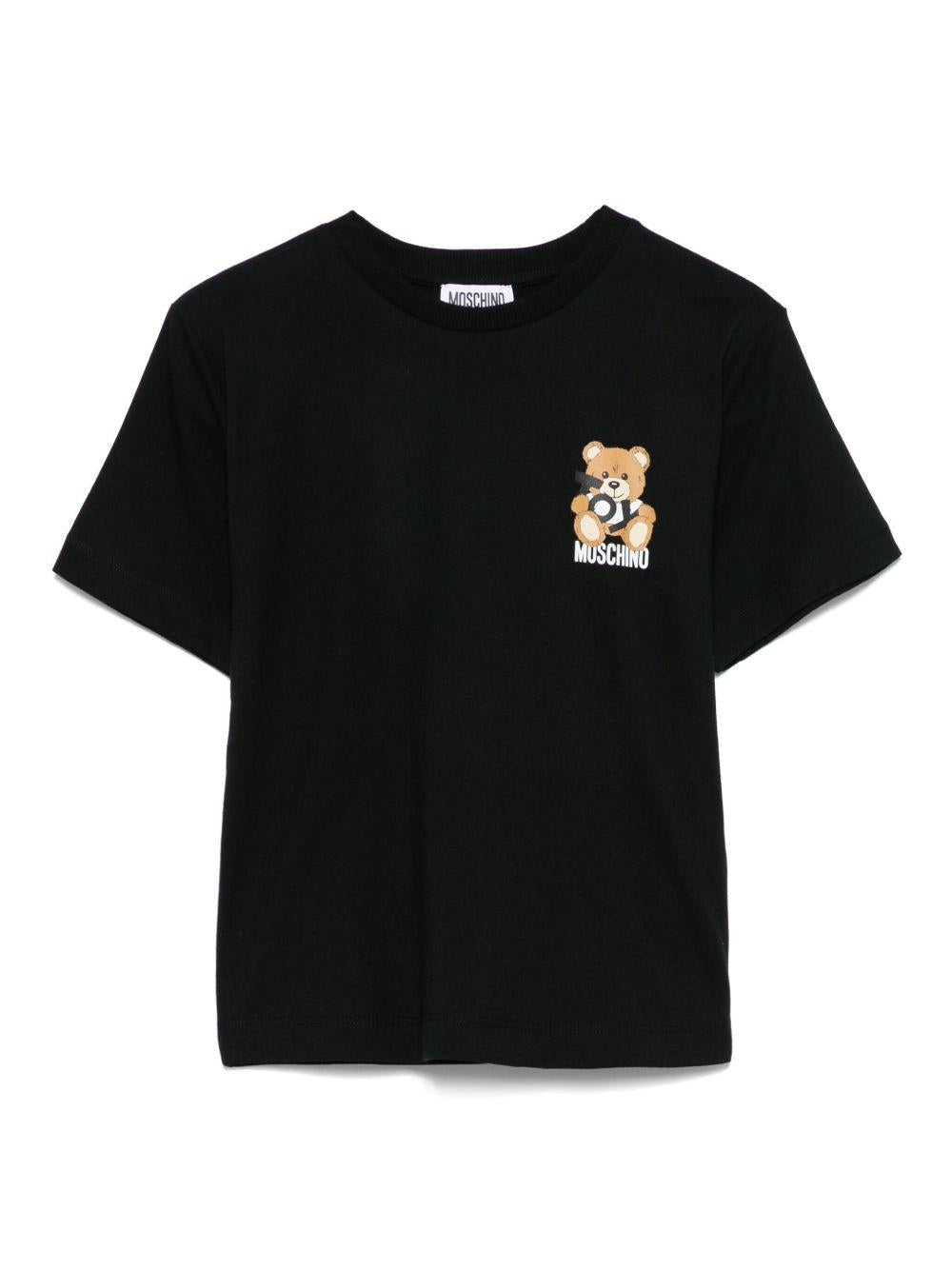 T-shirt nero per bambino HPM050LAA03 60100 Moschino Kids 