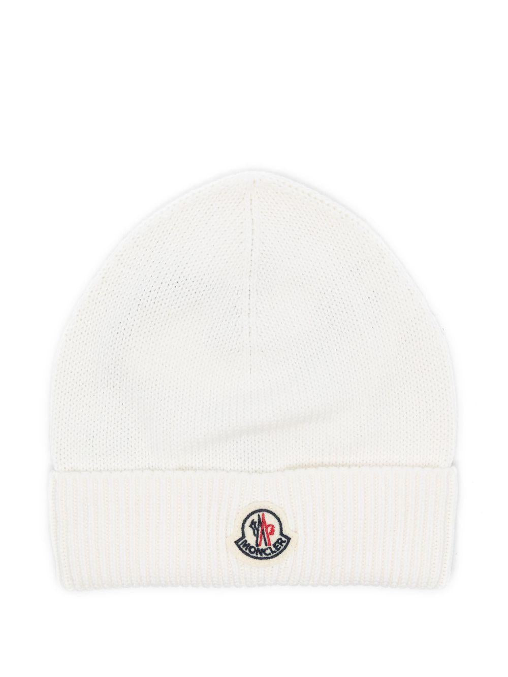 Cappello bianco per neonato 9513B00006M2861 002 Moncler Kids 