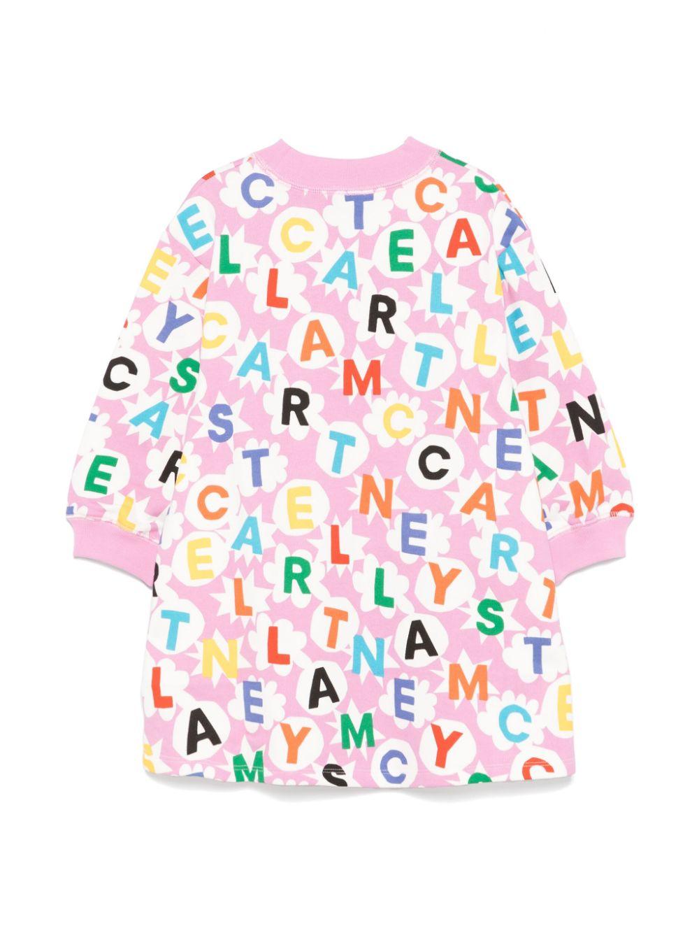 Powder pink dress with print for girls
