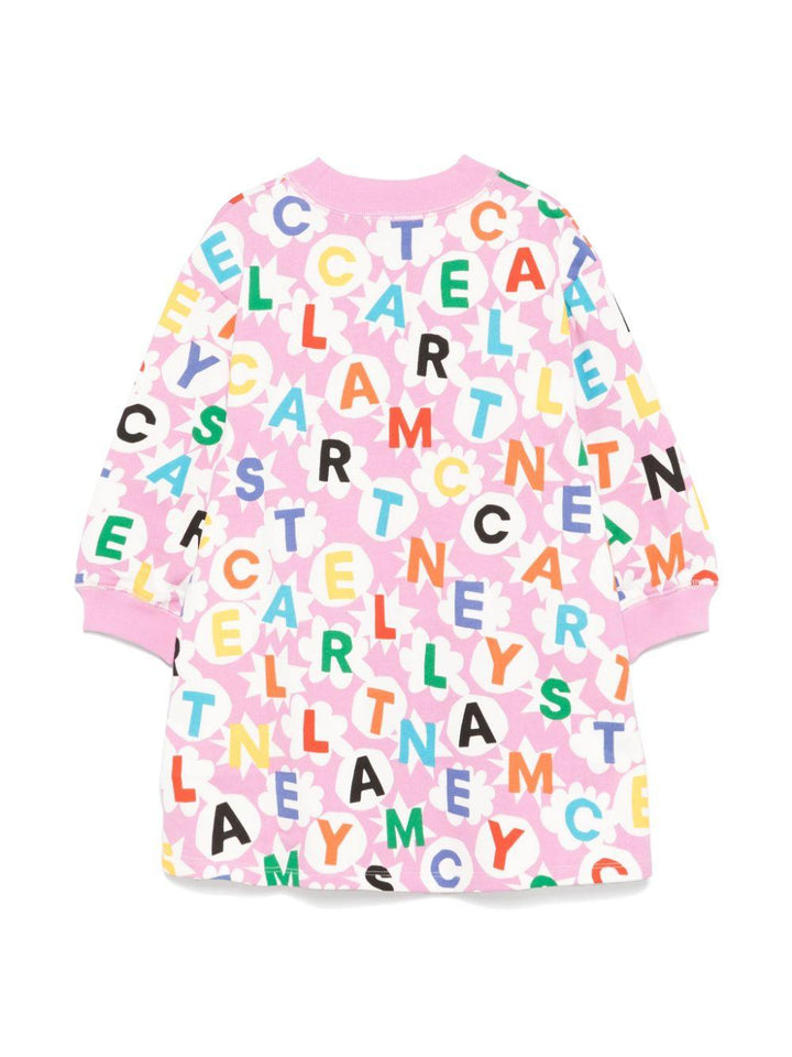 Powder pink dress with print for girls
