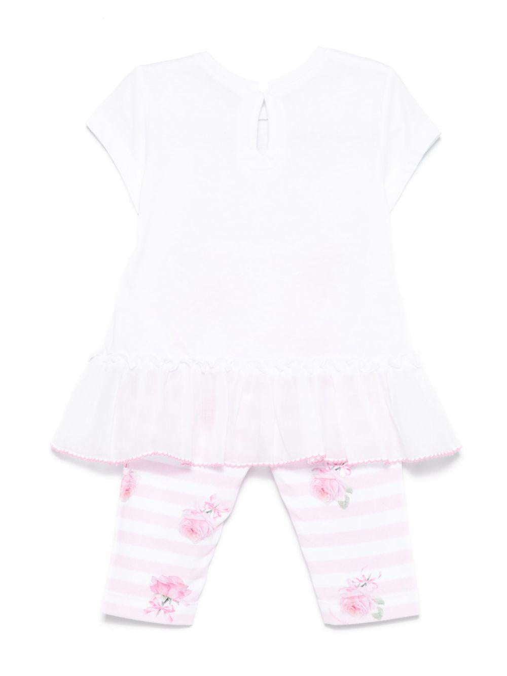 Completo sportivo bianco/rosa per neonata