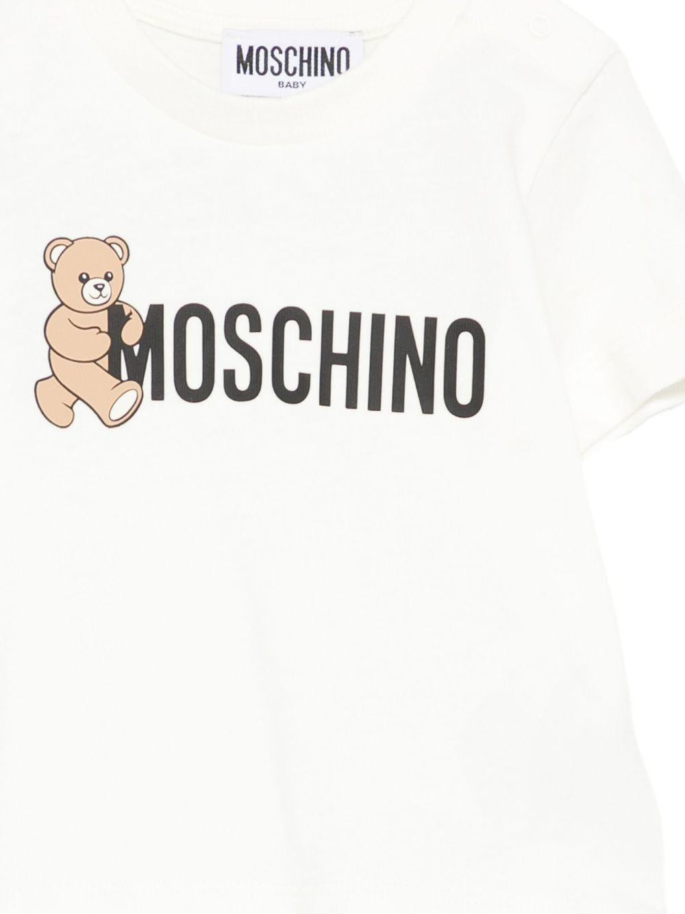 T-shirt bianco per neonato MRM047LAA34 10063 Moschino Kids 