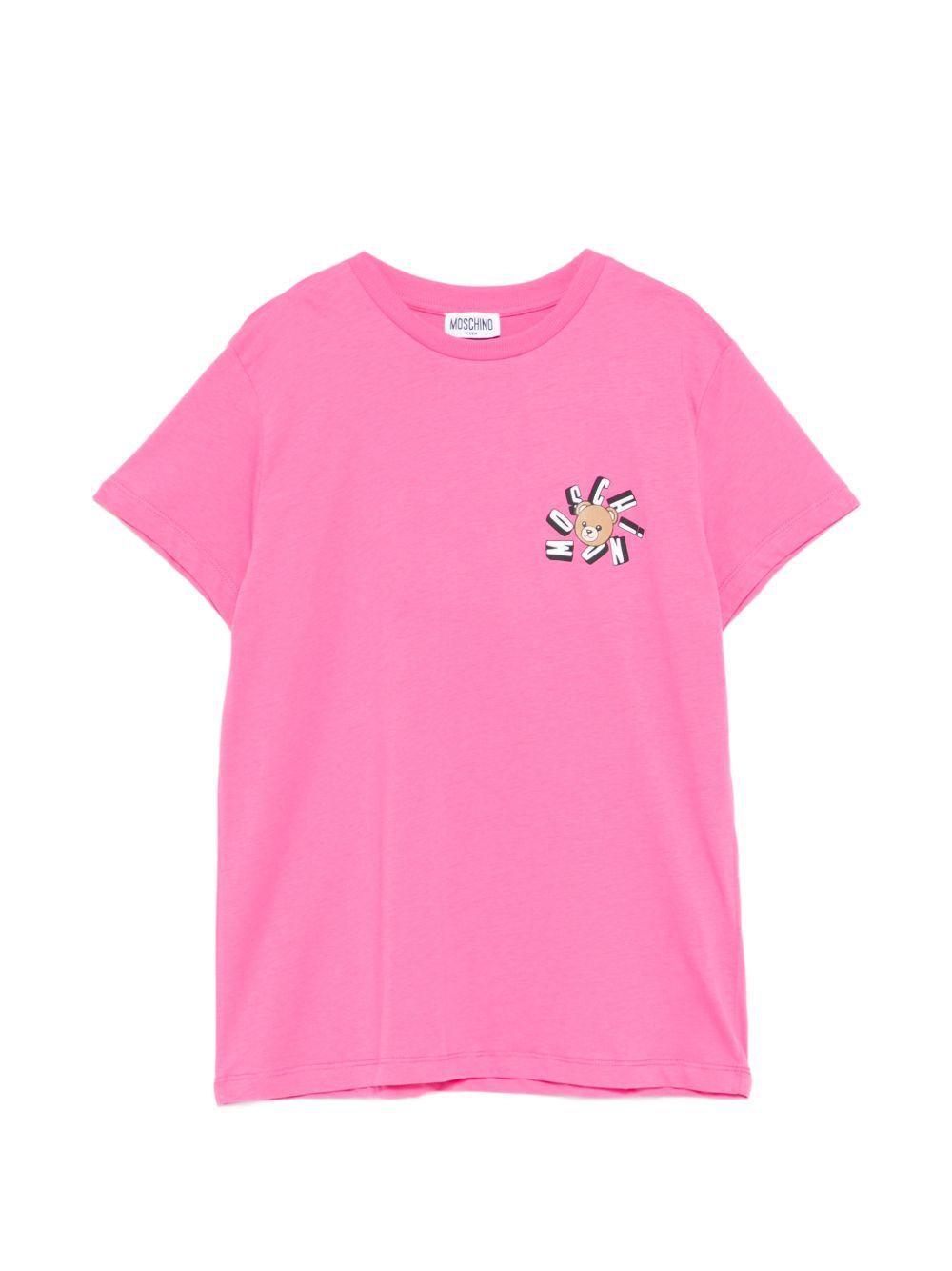T-shirt rosa per bambina HUM05OLAA03 50533 Moschino Kids 