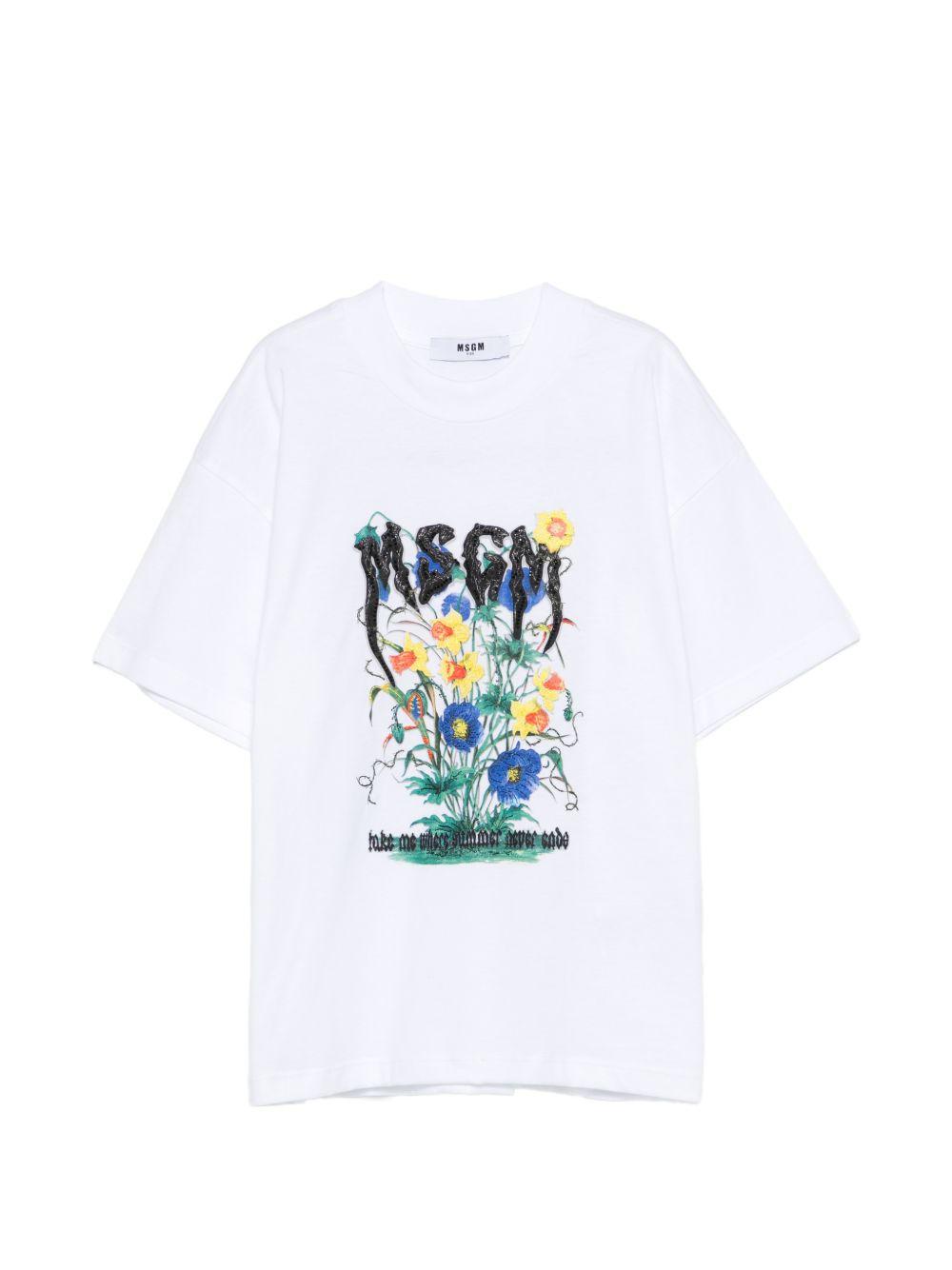 T-shirt bianca per bambina S6MSJGTH204 001 Msgm Kids 