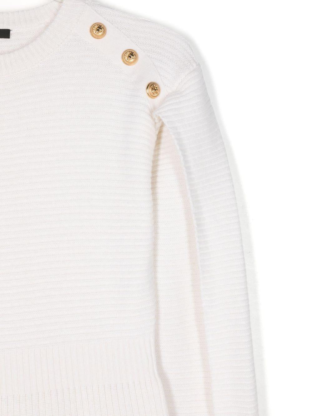 White dress for girls with gold buttons
