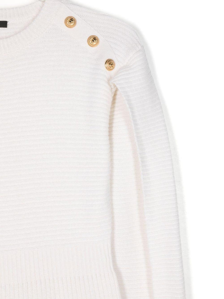White dress for girls with gold buttons