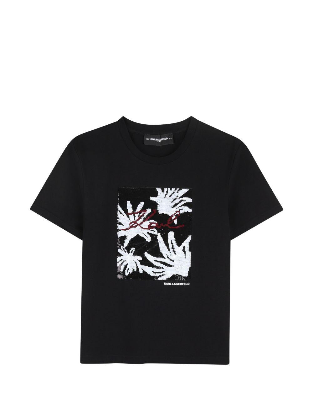 T-shirt nera per bambina Z31153 09B Karl Lagerfeld Kids 