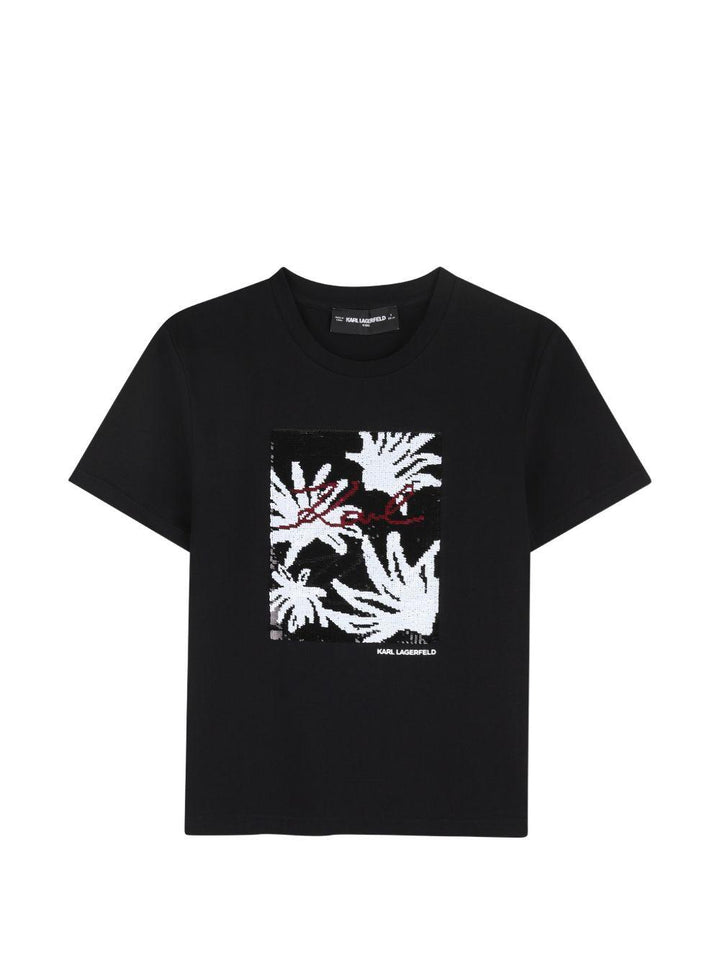 T-shirt nera per bambina Z31153 09B Karl Lagerfeld Kids 