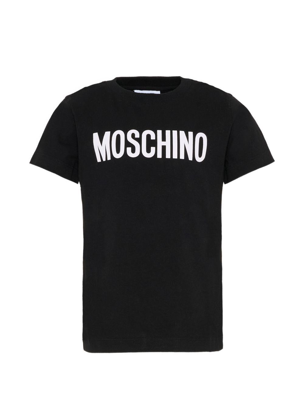 T-shirt nera per bambino HUM05ULBA10 60100 Moschino Kids 