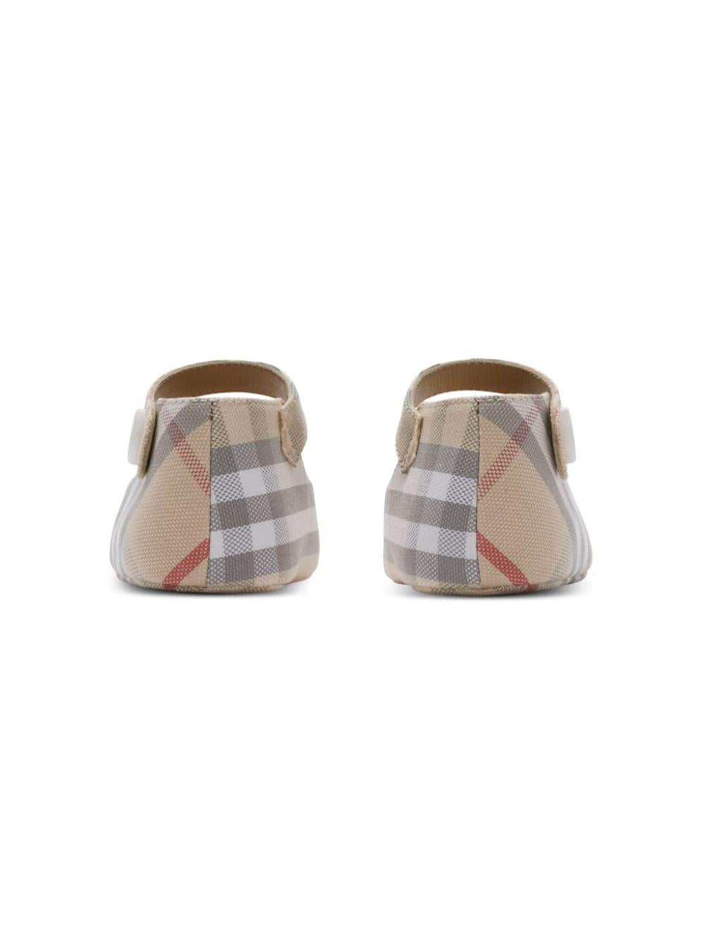 Ballerina 'Mary Jane' per neonata in cotone beige 8090482 A2205 Burberry Kids 