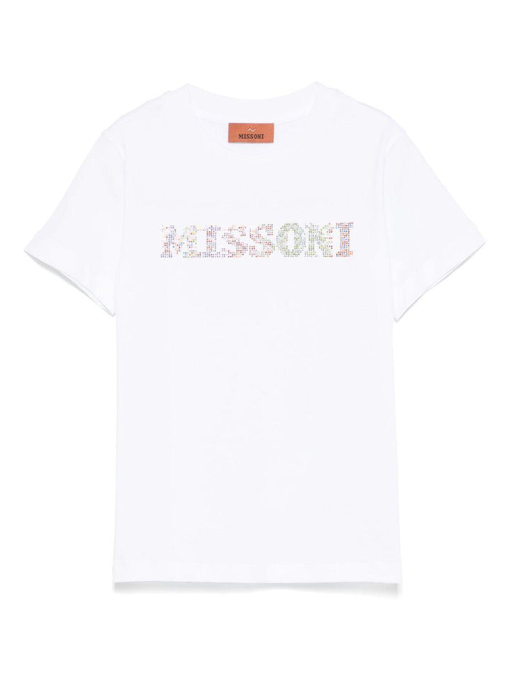 T-shirt bianca con logo per bambina