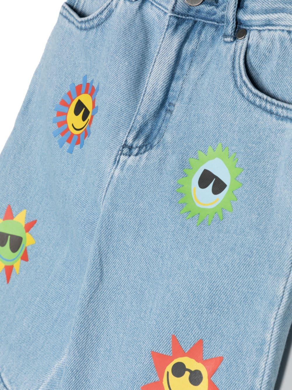 Light blue Bermuda shorts for girls with sun