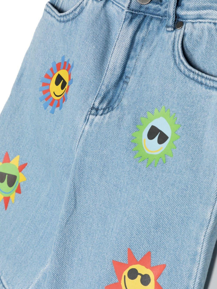 Light blue Bermuda shorts for girls with sun