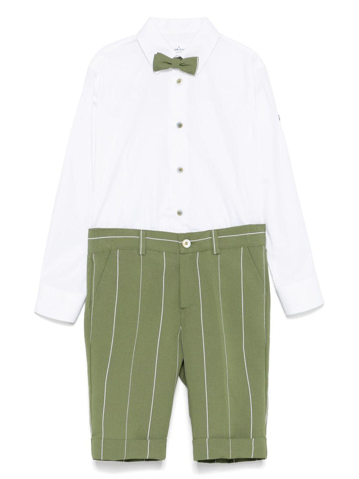 Completo elegante verde falce/bianco per bambino
