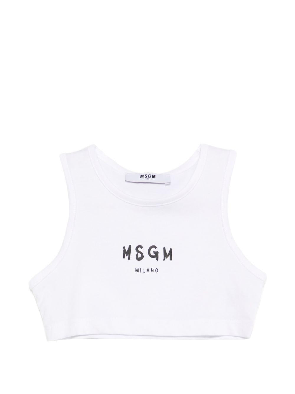 Top bianco per bambina S6MSJGTO011 001 Msgm Kids 