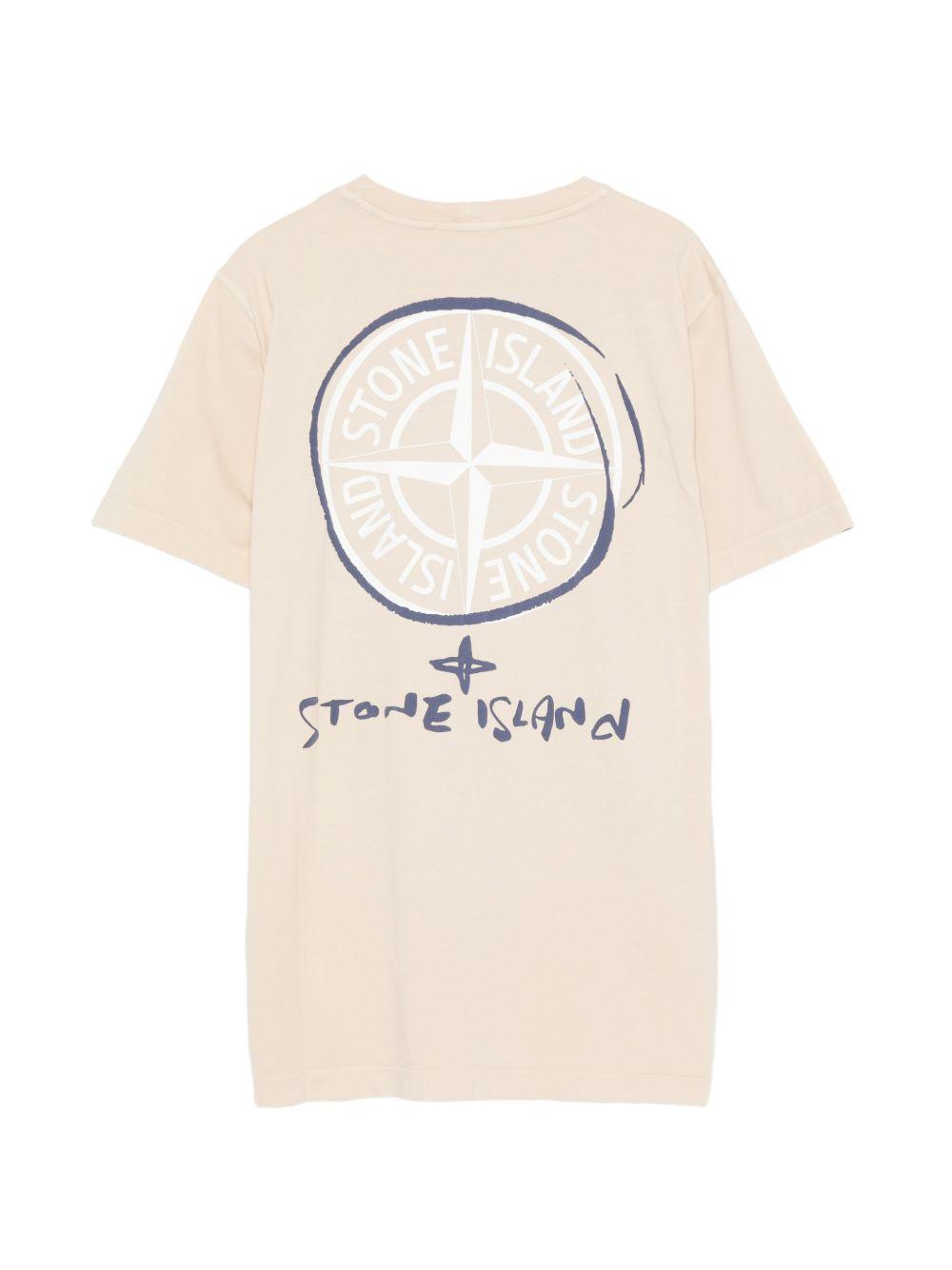 T-shirt beige per bambino 62100009S0377 V0090 Stone Island Kids 