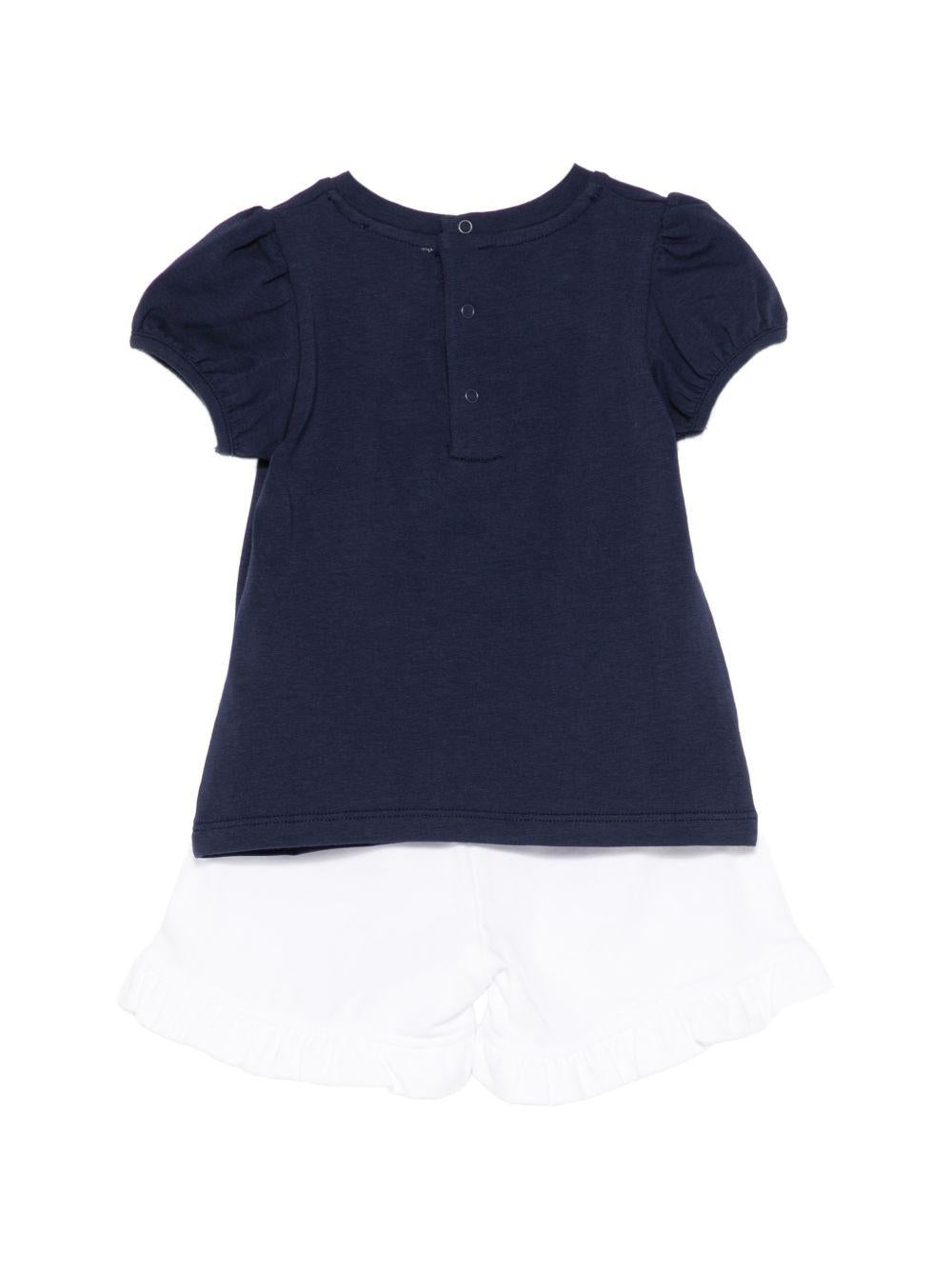 Completo blu navy/bianco per neonata MBG01OLBA00 85269 Moschino Kids 