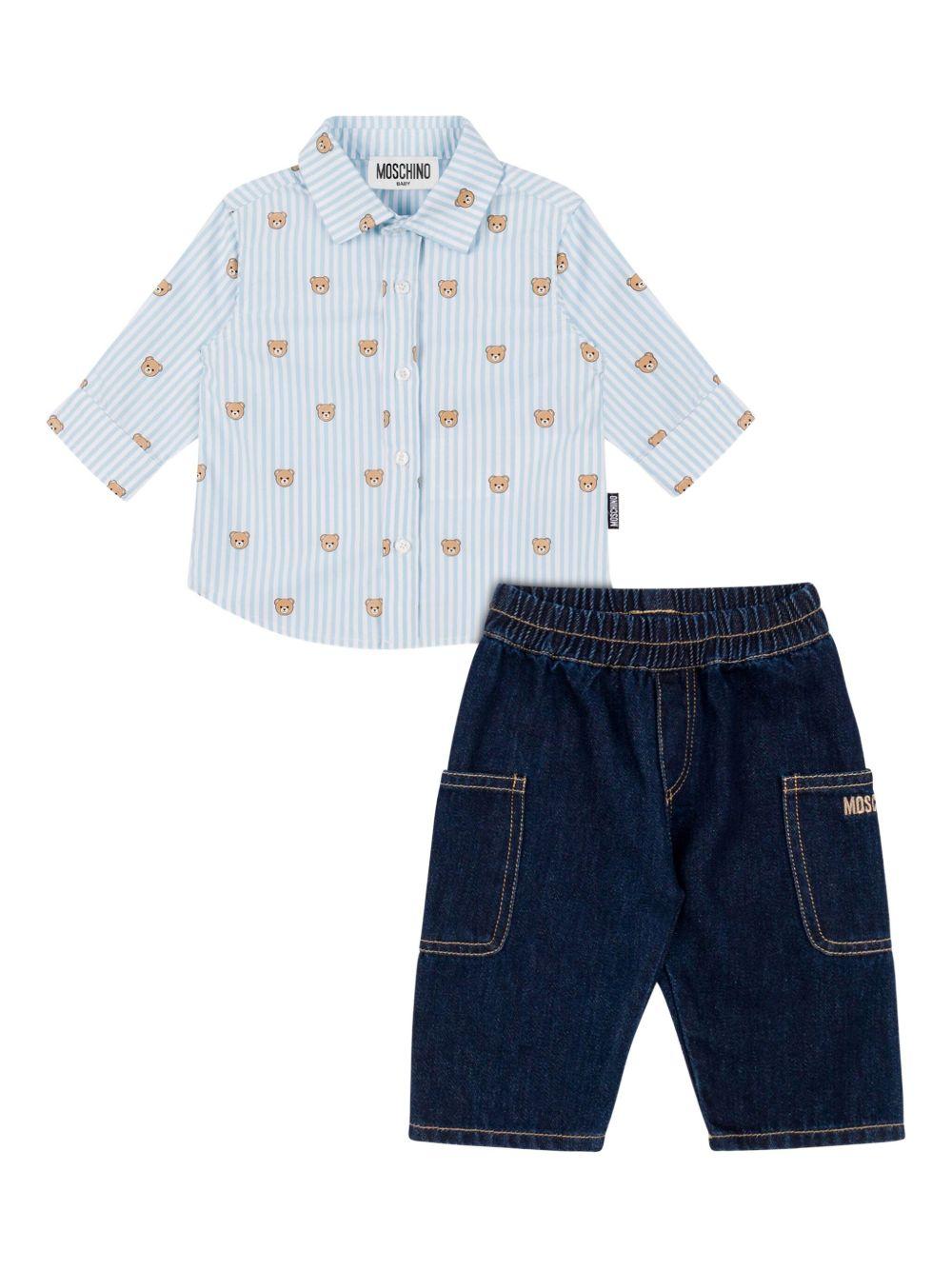 Completo blu/azzurro per neonato MUK057L0E34 40109 Moschino Kids 