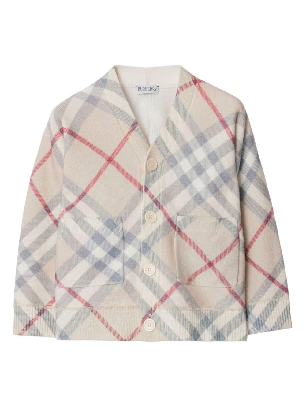 Cardigan per bambina in lana beige chiaro 8093145 A2205 Burberry Kids 