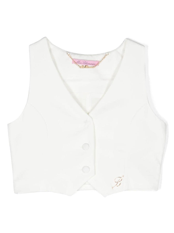 White vest for girls with logo plaque