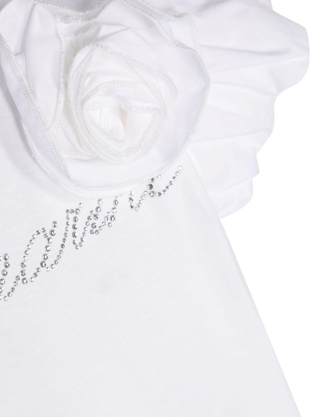 White t-shirt for baby girls with logo