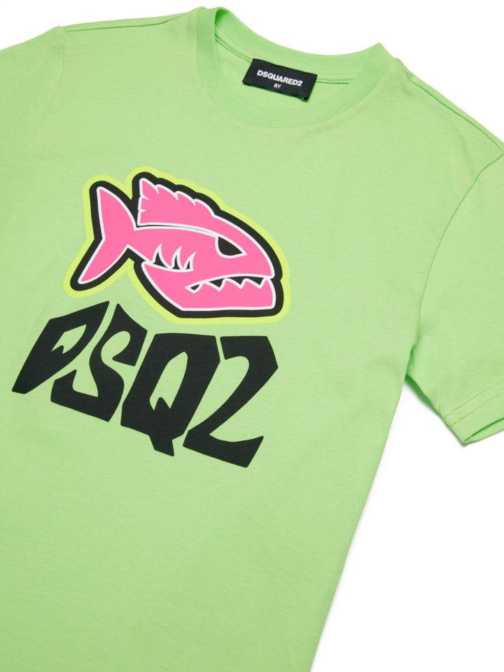 Apple green t-shirt for boys with logo