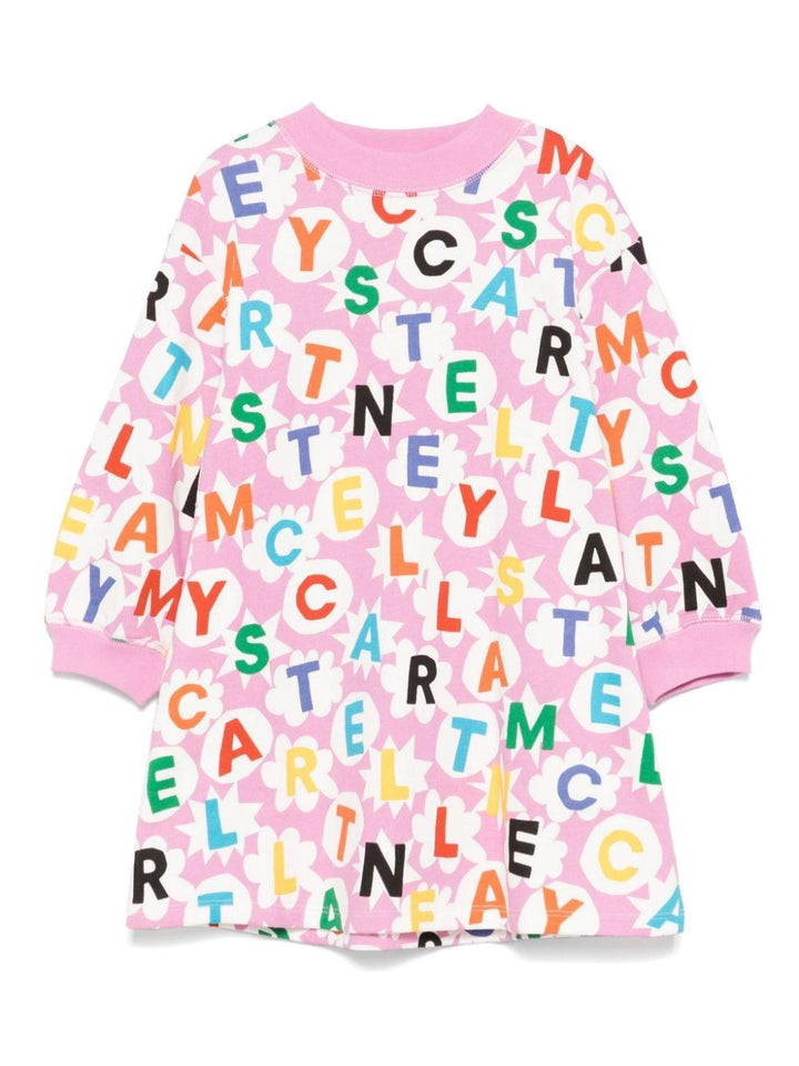 Powder pink dress with print for girls