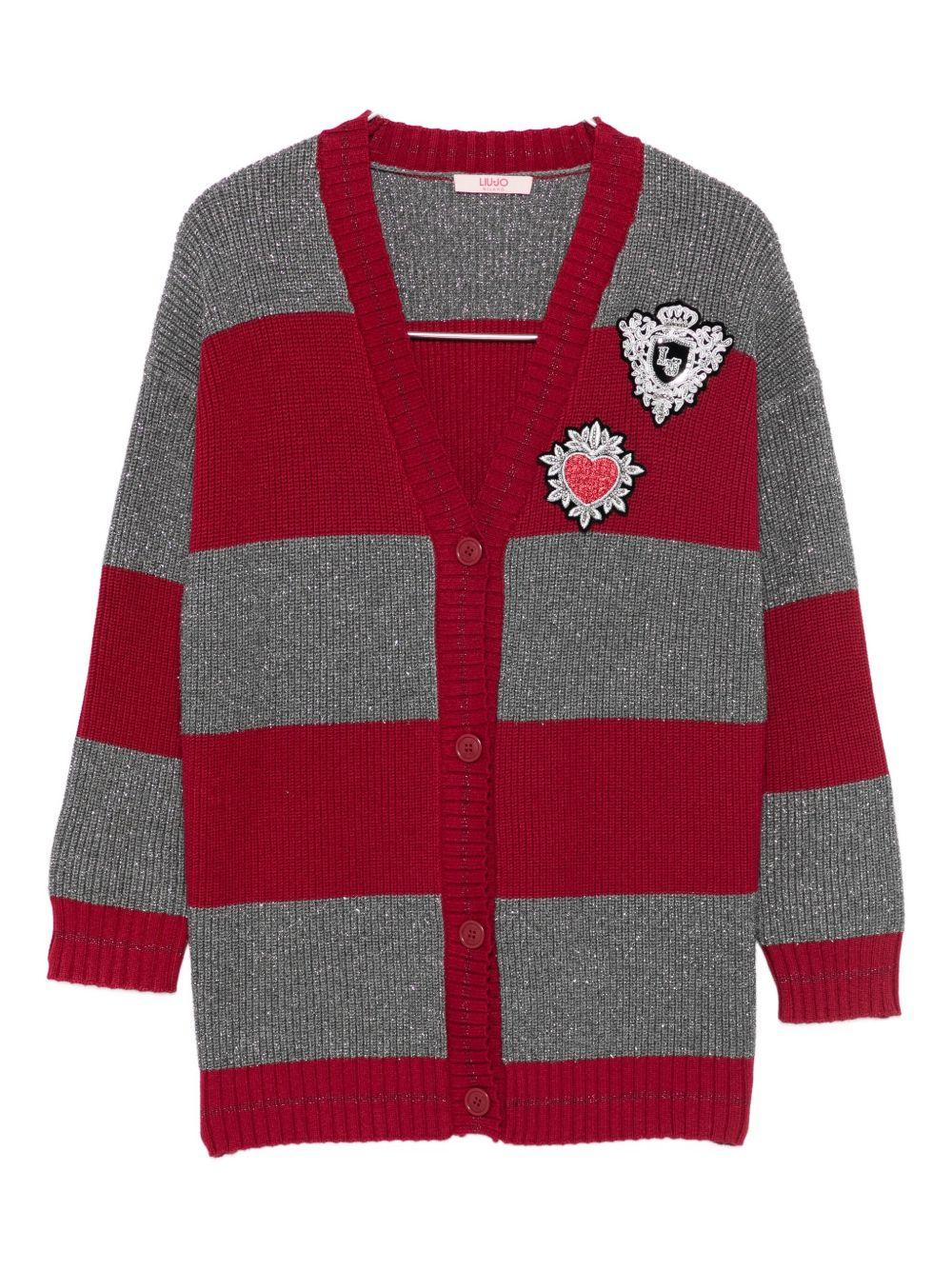 Cardigan rosso/grigio per bambina GF5059MS18F C3801 Liu Jo 