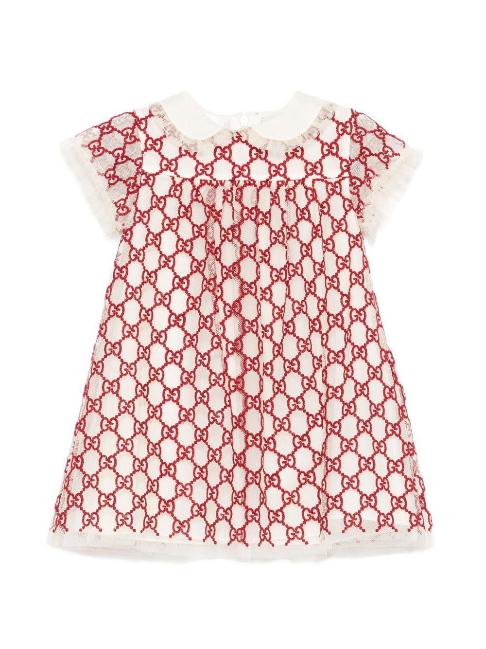 Abito beige/rosso per neonata 844927ZATWS 6002 Gucci Kids 