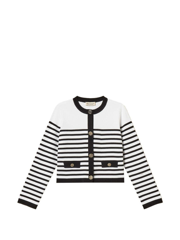 Cardigan bianco/nero per bambina 261GJ3060 11008 Twin Set 