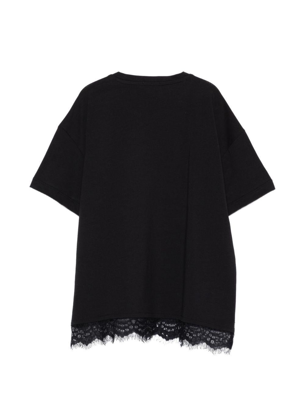 T-shirt nera per bambina KFTS052CJE017 N000 Pinko Kids 