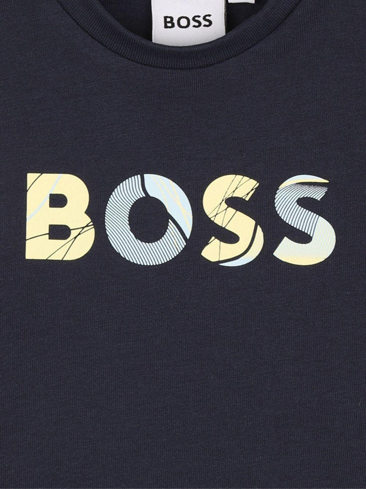 T-shirt blu per neonato J52469 849 Boss Kids 