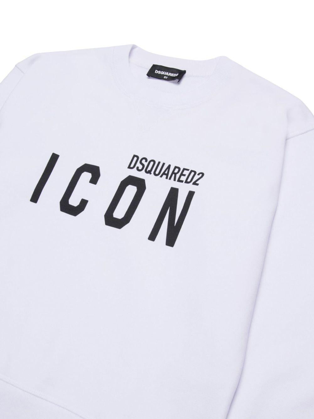 Felpa bianca per bambino con logo Icon DQ2667D0094 DQ100 Dsquared2 Kids 