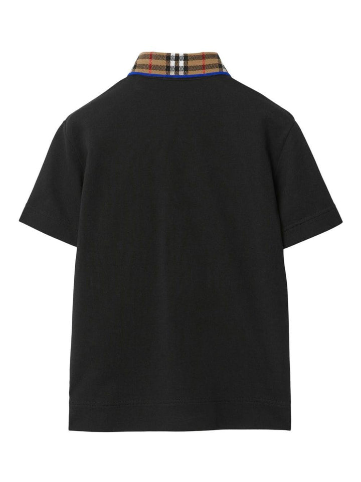 Polo nera per bambino con logo 8078567 A1189 Burberry Kids 